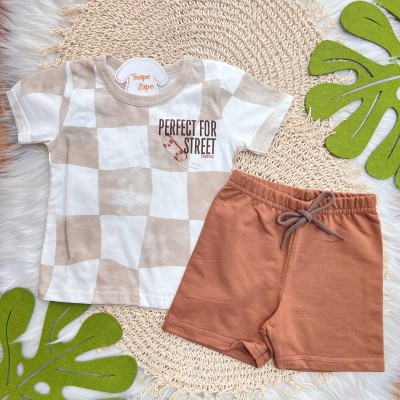 Conj. Camiseta Perfect for Street e Bermuda - Ferrugem